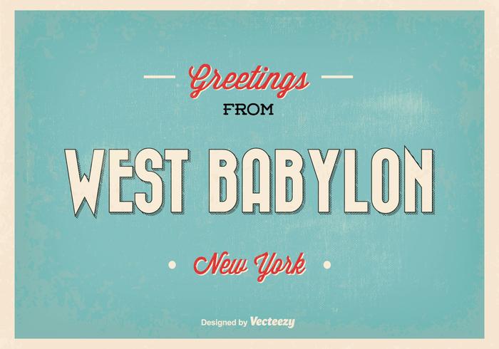 Retro West Babylon New York ilustración de felicitación vector