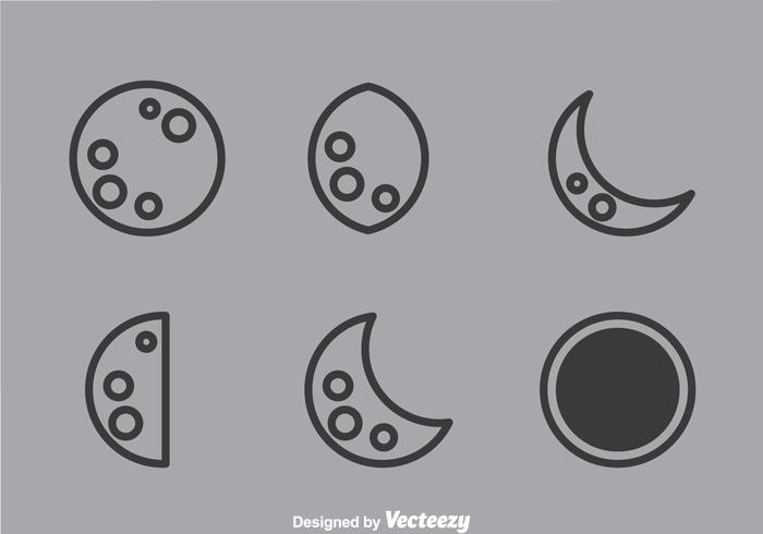 Iconos del contorno lunar vector