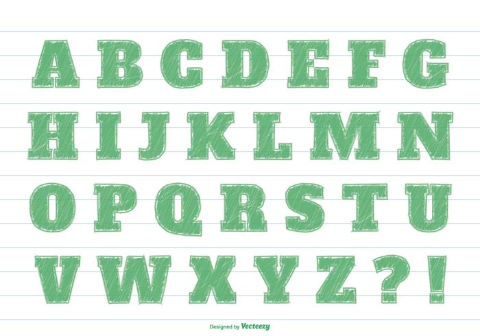 Green Marker Style Alphabet Set vector