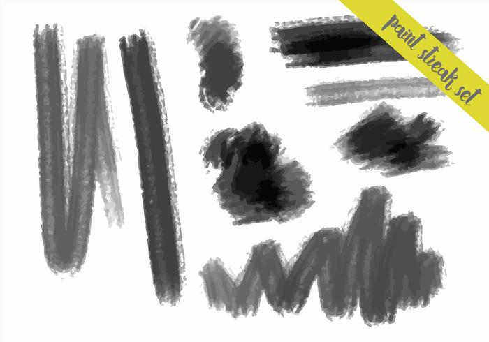 Charcoal Style Paint Streaks Vector Set