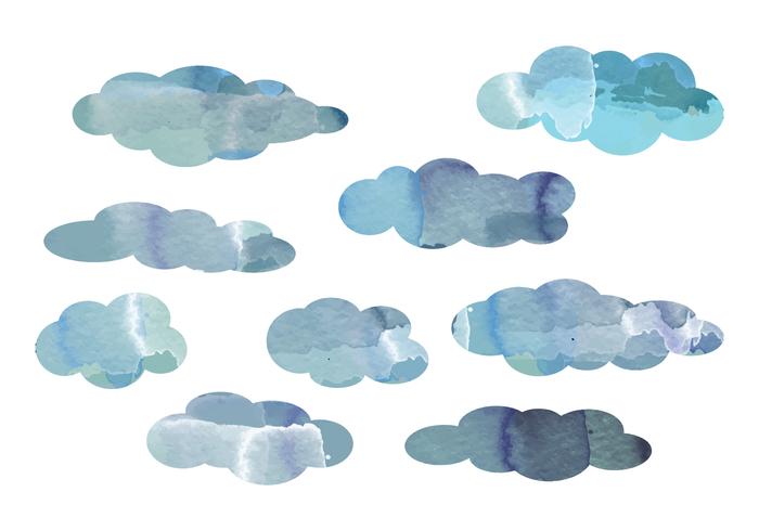 Vector Watercolor Cloud Elements