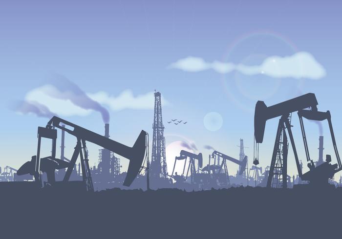 Oil Field Landscape Illustration Vector Oil Field Landscape Illustration Vector