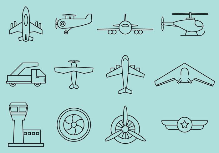 Airplanes Line Icons vector
