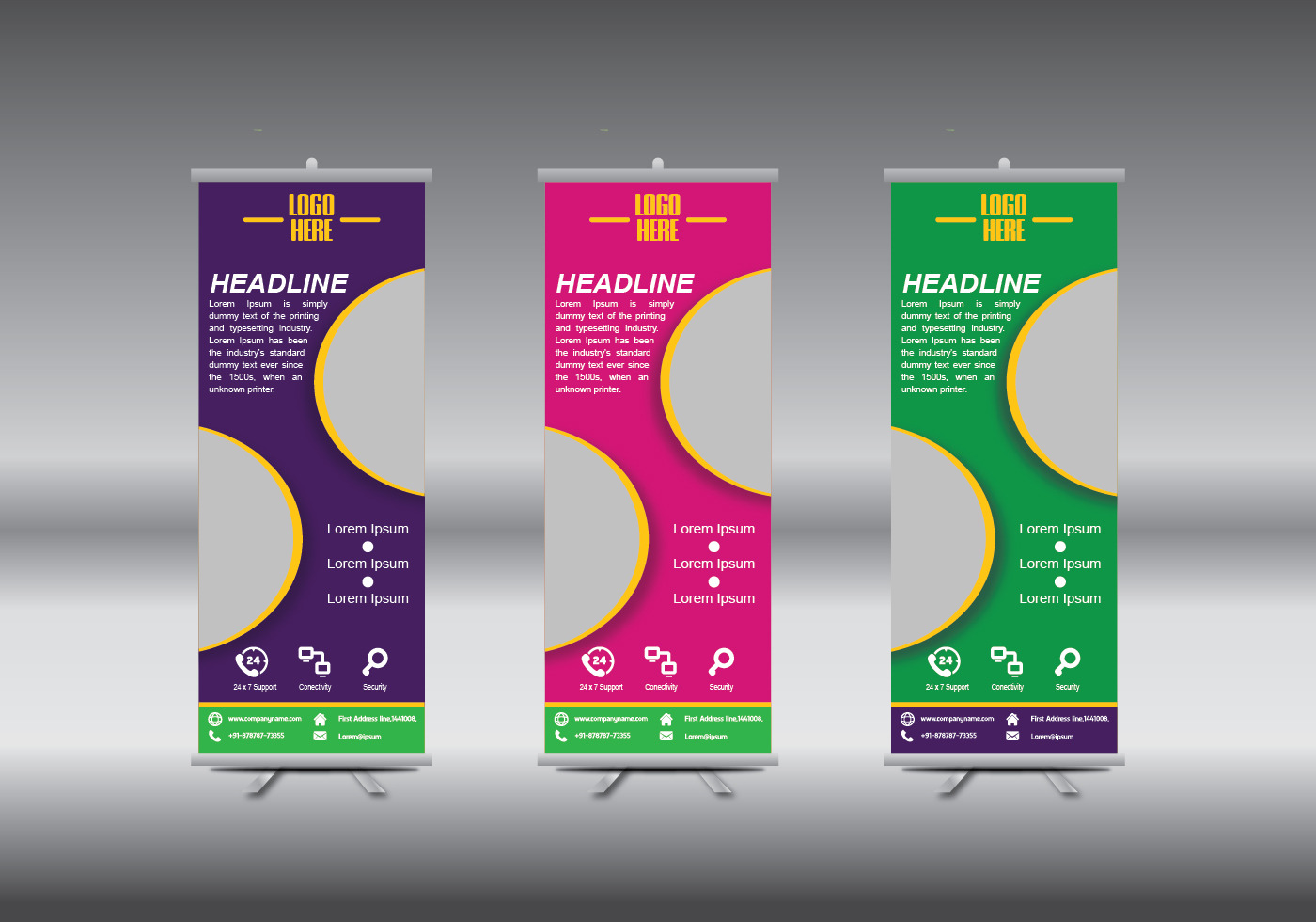 roll up banner abstract geometric colourful design advertising vector background