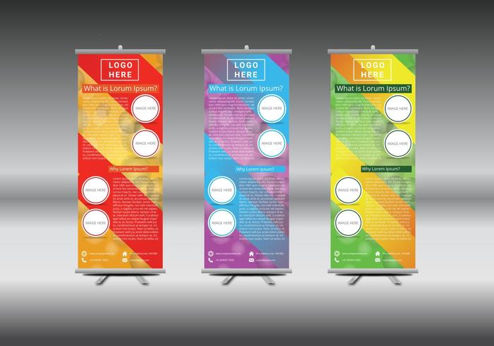 Roll Up Banner Abstract Geometric Colourful Design vector