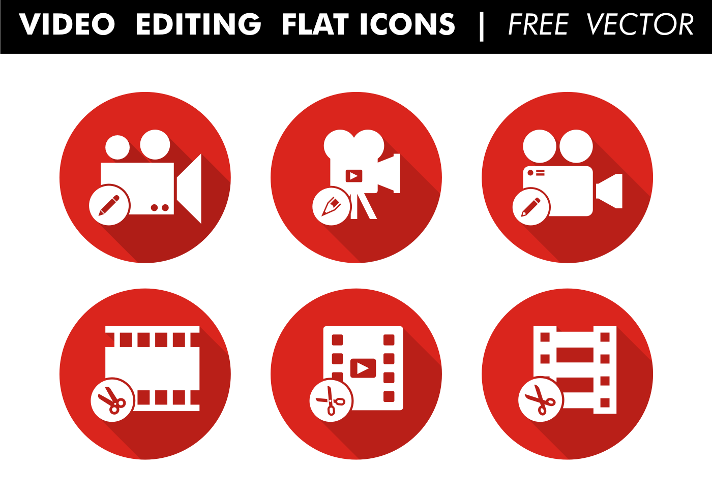 Download Video Editing Flat Icons Free Vector - Download Free ...