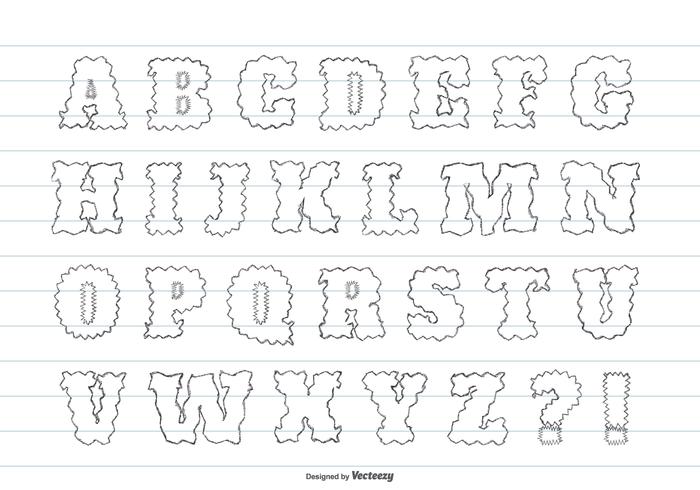 Cute Messy Hand Drawn Alphabet  vector