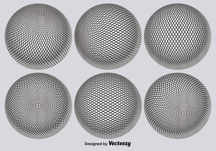 Vector 3D Globe Grid Set