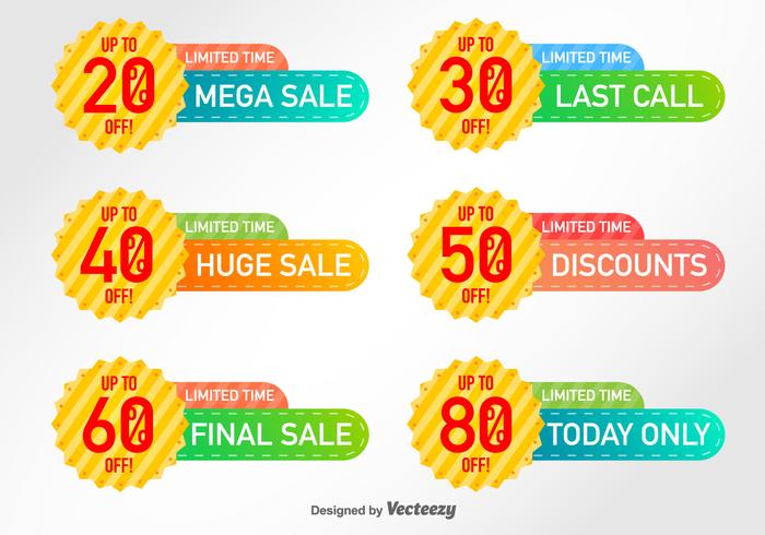 Set Of 6 Discount Labels Vector Elements