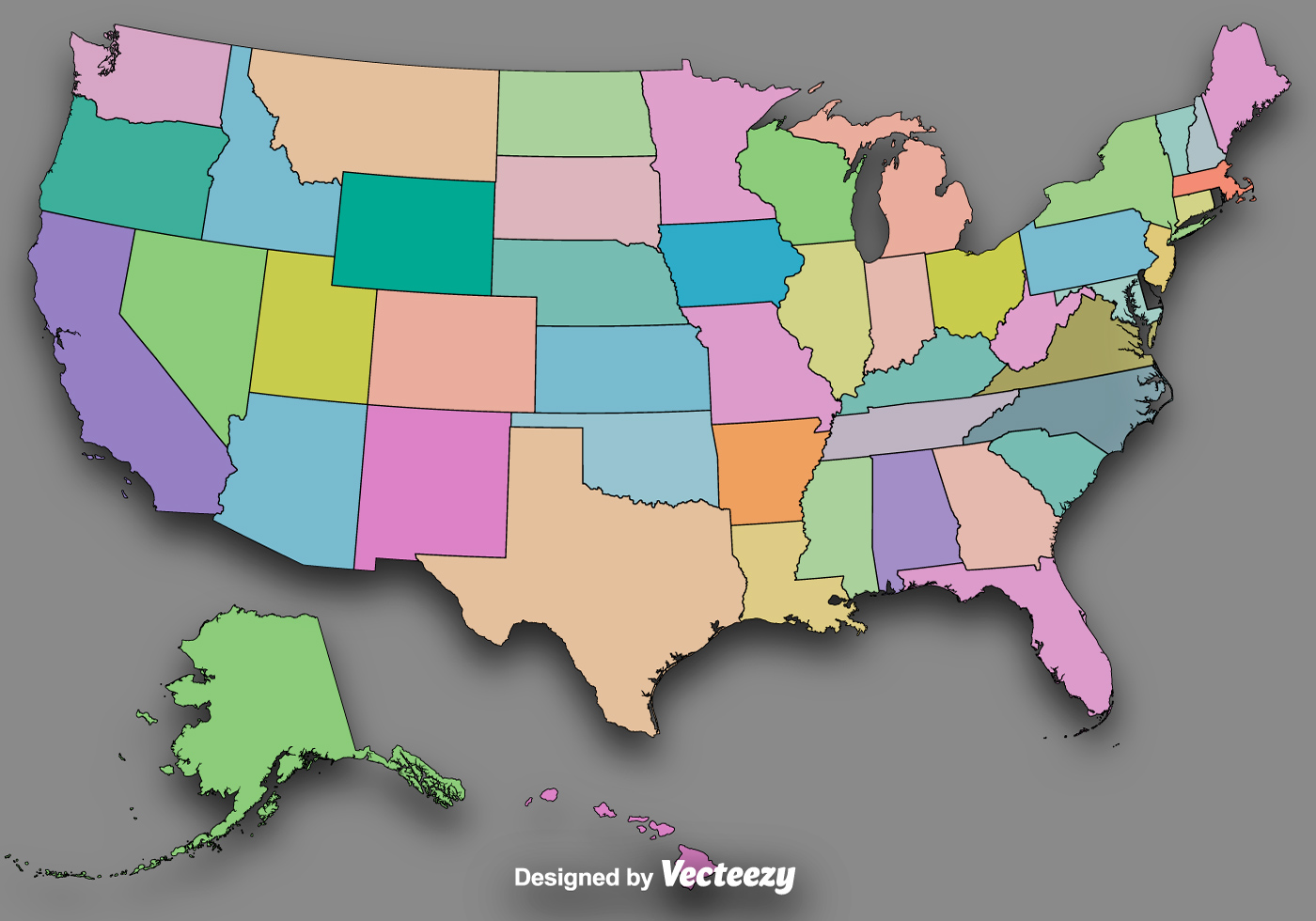 Vector Colorful State Outlines/Vector Map Of The USA - Download Free