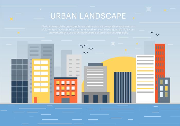 Plano libre paisaje urbano vector de fondo
