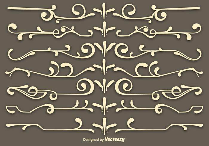 Vector Beige Scrollwork Elements Vector Beige Scrollwork Elements