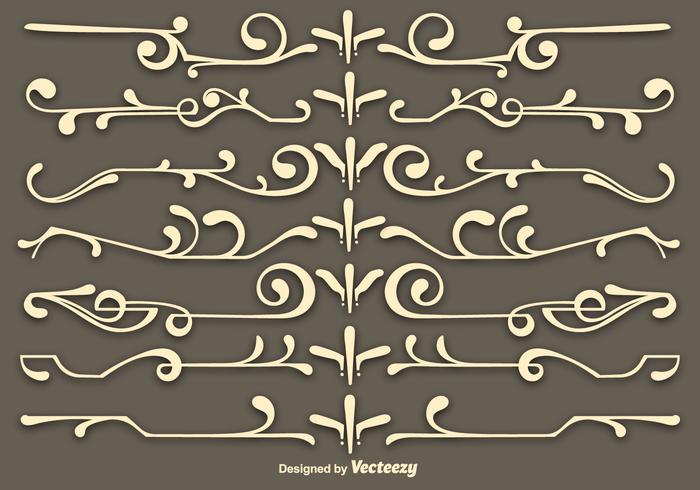 Vector Beige Scrollwork Elements