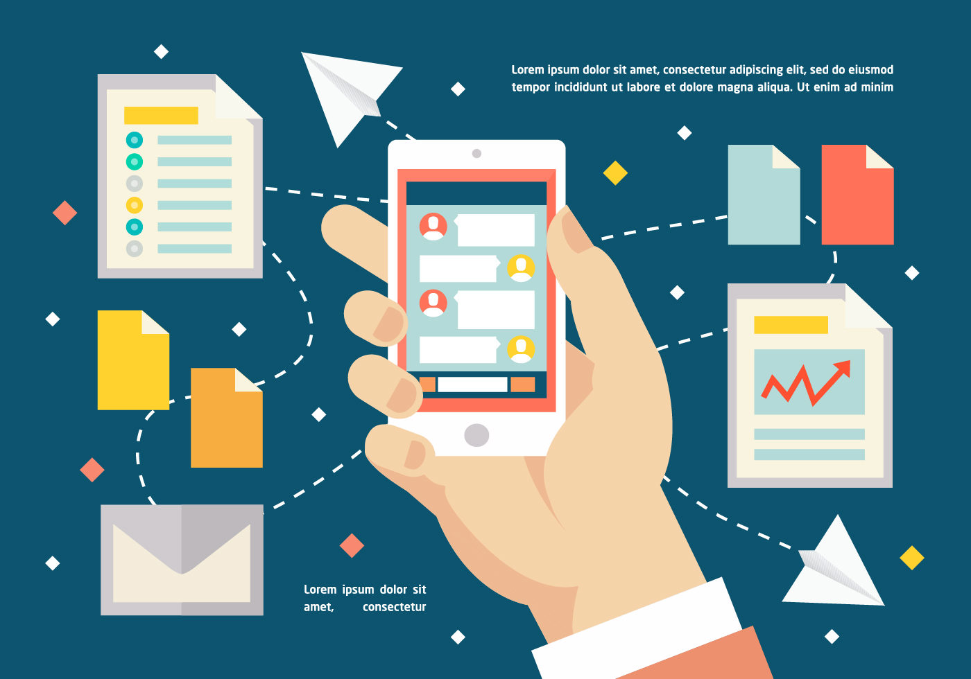Free Flat Digital Marketing Vector Background with Touch Free Flat Digital Marketing Vector Background with Touch