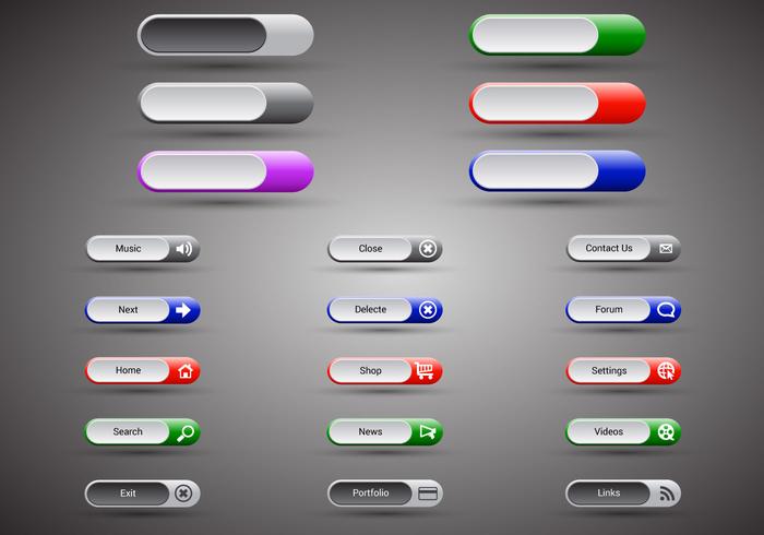 Free Web Buttons Set 12 Vector