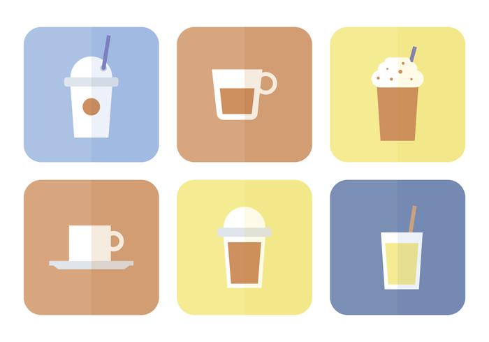 Conjunto de iconos de café plano vector