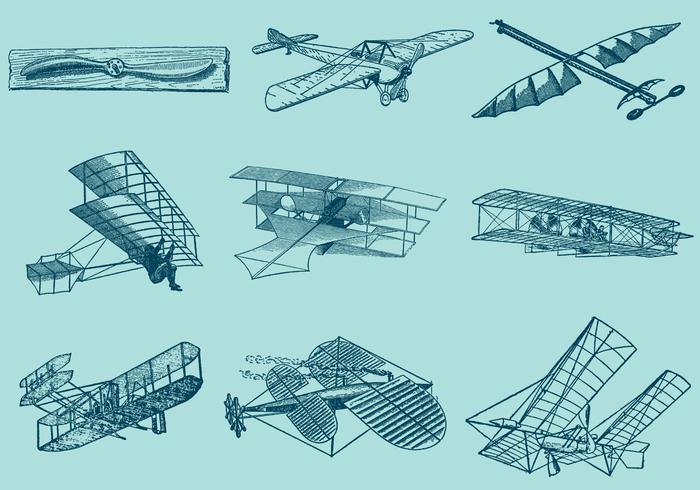 Old Style Airplanes vector