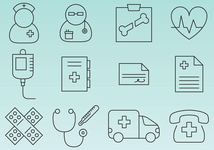 Iconos de la línea del hospital vector