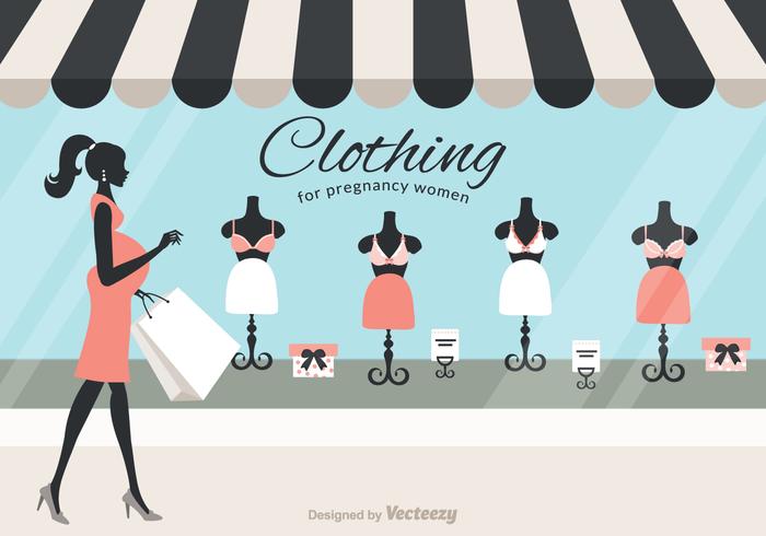 Shopping Pregnant Mom Vector