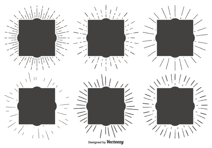 Hand Drawn Style Sunburst Label Set Hand Drawn Style Sunburst Label Set