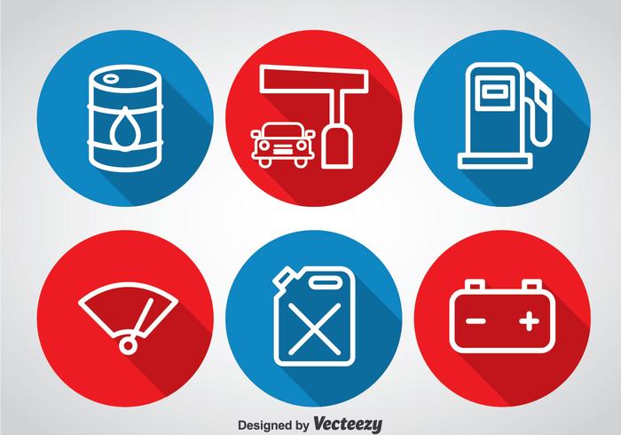 Iconos del círculo de la bomba de gas vector