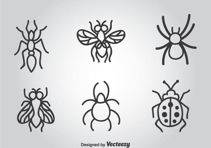 Insectos Dibujado a mano iconos vectoriales vector