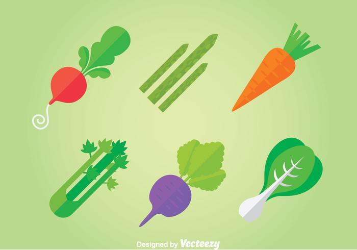 Vegetables Flat Icons Vector