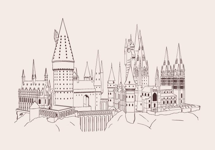 Dibujado a mano Hogwarts Vector