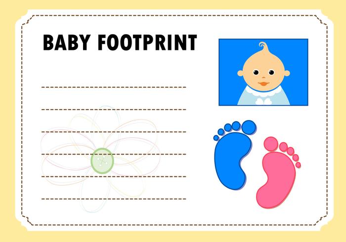 Baby Footprint Card Invitation Vector