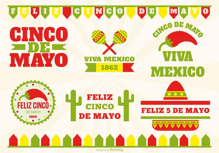 Cinco de Mayo Label Set vector