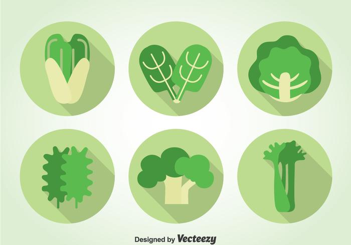 Iconos de verduras verdes vector