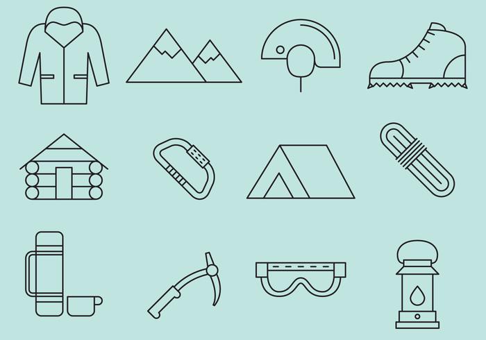 Mountaineer Line Icons vector