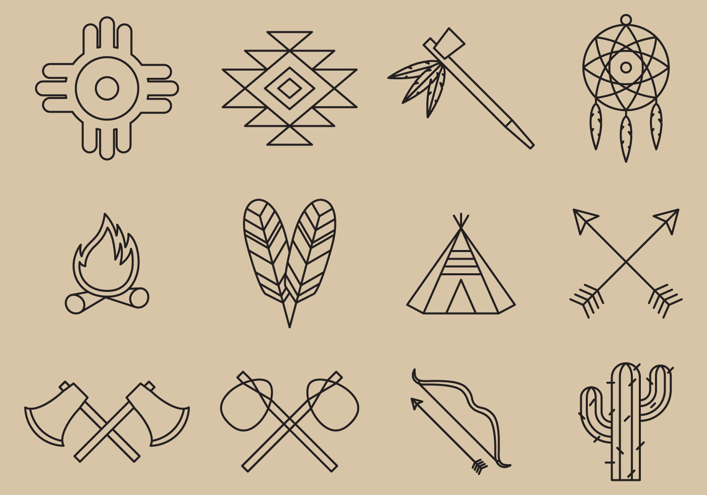 native-american-line-icons-111801-vector-art-at-vecteezy
