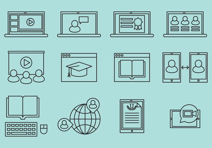 Iconos de Línea de Webinario vector