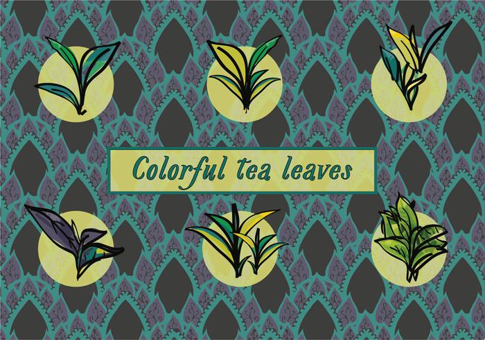 Varias hojas de té libre Vector de fondo