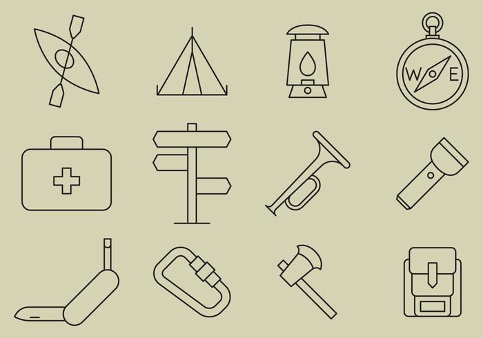 Boyscout Line Icons vector