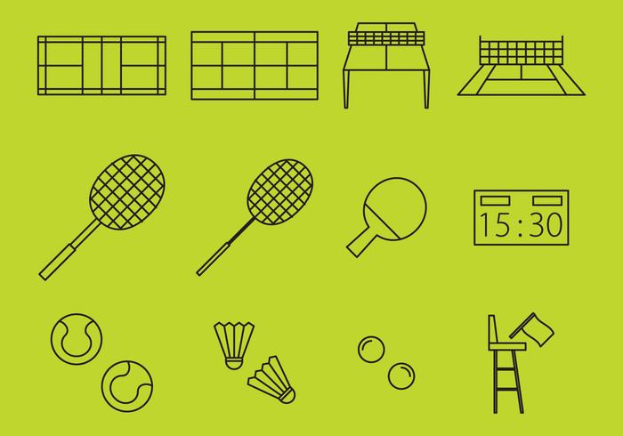 Racket Sport Line Icons vector