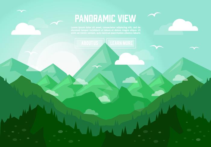 Green Panoramic Landscape Illustration Vector Background