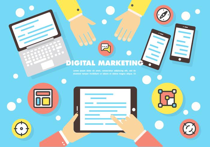 Free Flat Digital Marketing Icon Collection Vector Background