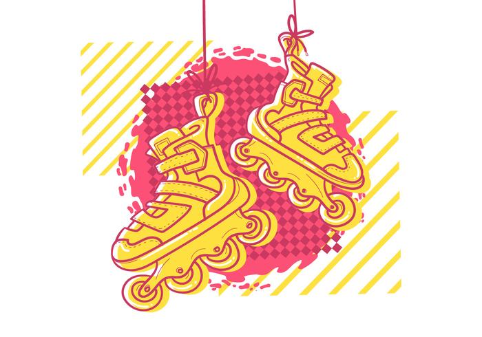 Retro Pink Roller Blades vector