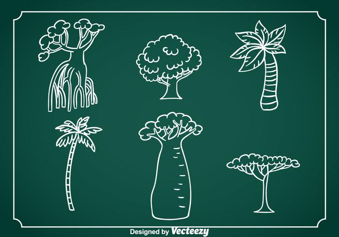 Exotic Tree Hand Drawn Vector