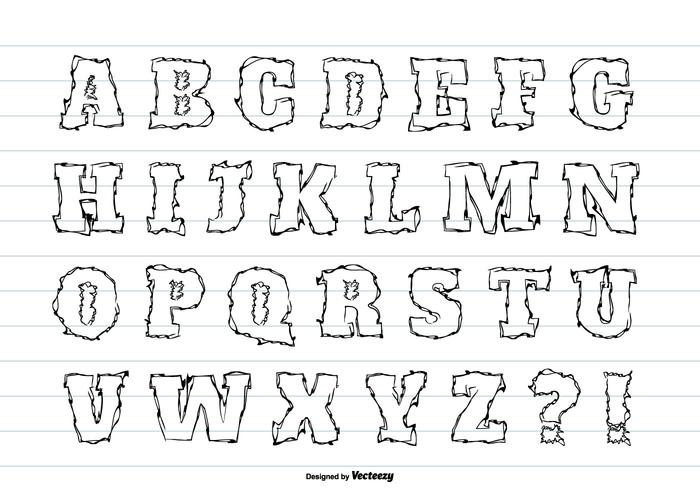 Messy Hand Drawn Alphabet Set vector