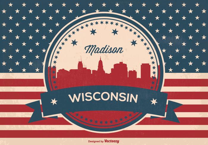 Retro Madison Wisconsin Skyline Illustration Retro Madison Wisconsin Skyline Illustration