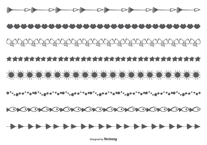 Lindo conjunto de bordes dibujado a mano vector