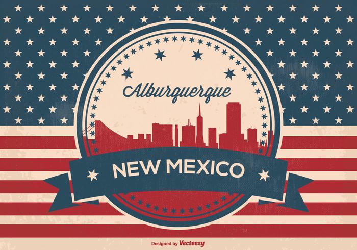Retro Style Alburquerque New Mexico Skyline Retro Style Alburquerque New Mexico Skyline