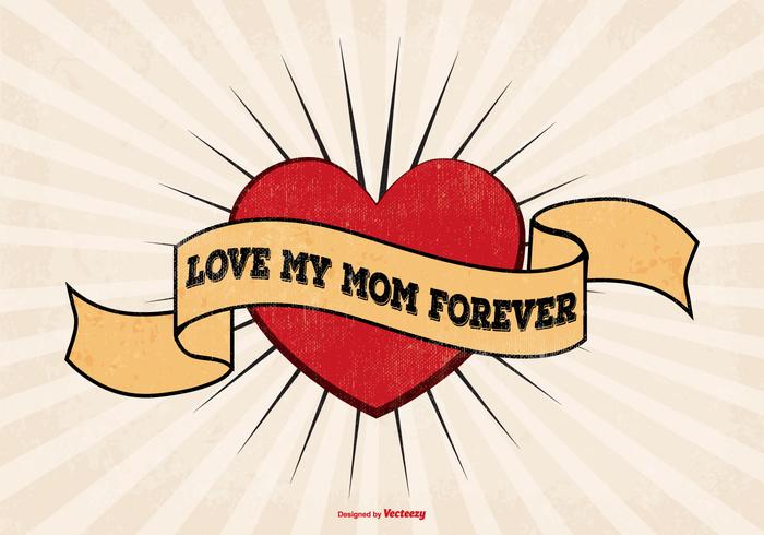 I Love Mom Tattoo Style Illustration