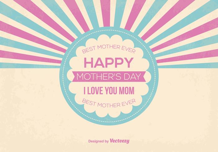 Cute Retro Style Mother's Day Vector Illustration