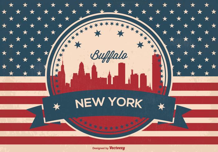 Retro Buffalo New York Skyline vector