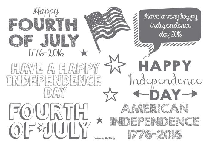 Cute Sketchy Fouth of July Typographic Labels vector