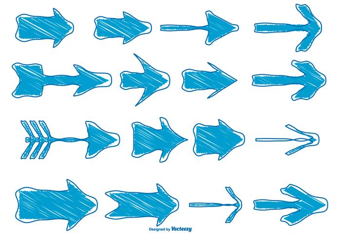 Conjunto de flecha dibujado a mano desordenada vector